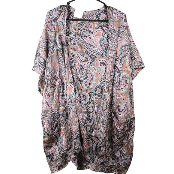 Pins And Needles Women Kimono Multicolor Paisley Open Front 3/4 Sleeve XS/S - Picture 1 of 11
